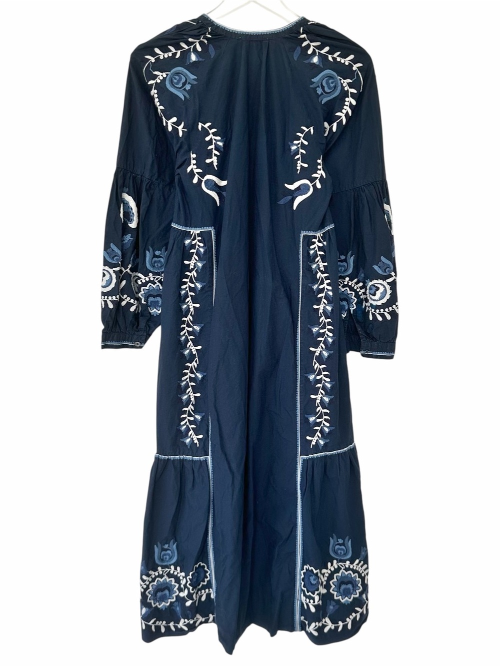 Sea New York Inga Embroidered Floral Navy Blue Long Sleeve Midi Dress Size XS - Picture 7 of 10